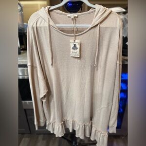 Cream Hooded Women's Top